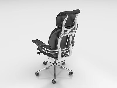 Ergonomic Black Office Chair With High Back Metal Frame And Wheels 3d model