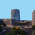 Modern Residential Complex with Tower Buildings Glass Curtain Walls and Green Surroundings