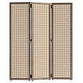 Elegant Decorative Screen With Grid Weave Pattern And Wooden Frame For Interior Design 3d model