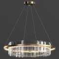 Modern Luxurious Circular Crystal Chandelier With Gold Frame And Hanging Crystals