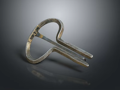 Antique Metal Tool With Ring Shape And Fork Ends Featuring Engravings 3d model