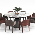 Modern round dining table and chair combination 3d model