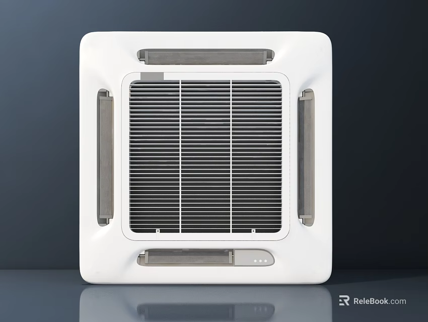 Efficient Air Conditioner Fan With White Square Design And Cooling Grille For Home Office 3d model 