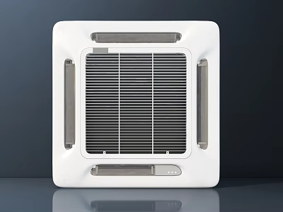 Efficient Air Conditioner Fan With White Square Design And Cooling Grille For Home Office 3d model