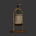 Vintage Wooden Manual Fruit Press With Perforated Container And Stand