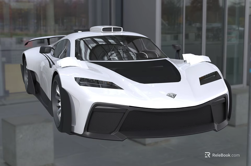 White Racing Sports Car With Sleek Aerodynamic Body And Open Cockpit Design 3d model 