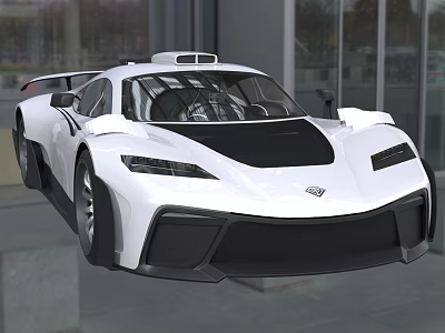 White Racing Sports Car With Sleek Aerodynamic Body And Open Cockpit Design 3d model