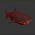3D Shark Model With Open Mouth Red Teeth On Gray Background 3d model