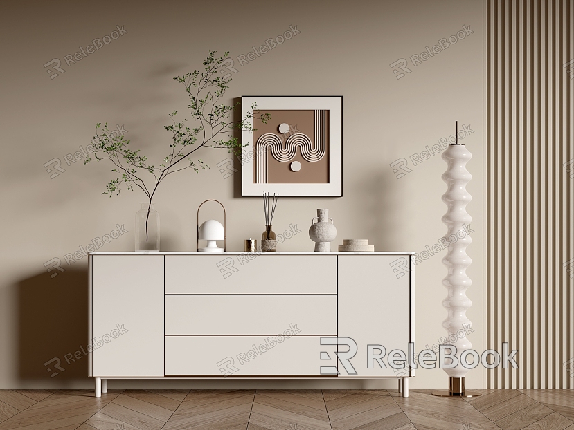 Modern Entrance Cabinet Shoe Cabinet Sideboard Wall Decorative Pendant Ornaments Bucket Cabinet Cream Decorative Cabinet Low Cabinet Sideboard model