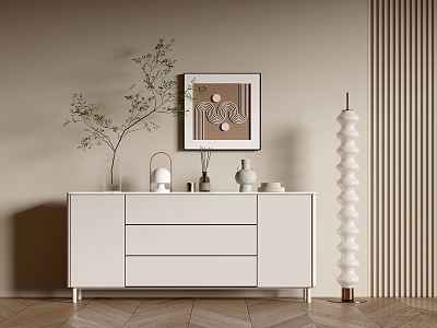 Modern Entrance Cabinet Shoe Cabinet Sideboard Wall Decorative Pendant Ornaments Bucket Cabinet Cream Decorative Cabinet Low Cabinet Sideboard 3d model