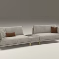 Modern Light Gray Fabric Sofa Set With Gold Metal Legs And Accent Cushions