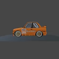 Orange Racing Car With Sponsor Logos Large Wheels And Sporty Design Features