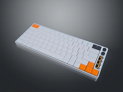 White Computer Keyboard With Orange Accent Keys And Sleek Modern Design 3d model