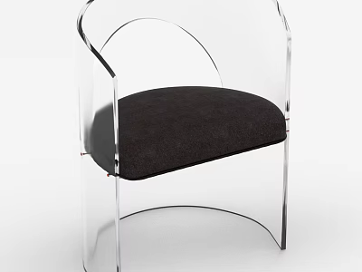 Transparent Acrylic Frame Leisure Chair With Black Padded Seat And Modern Design 3d model