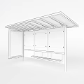 Modern Bus Shelter With Slatted Canopy Wooden Bench And Map