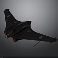 Black Stealth Spacecraft Design Featuring Aerodynamic Wings And Red Engines