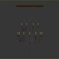 Vintage Metal Chandelier Furniture With Wooden Top And Ornate Candle Shaped Lights