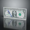 One Dollar Bill With Spending Text On Dark Background Showing Clear Reflection
