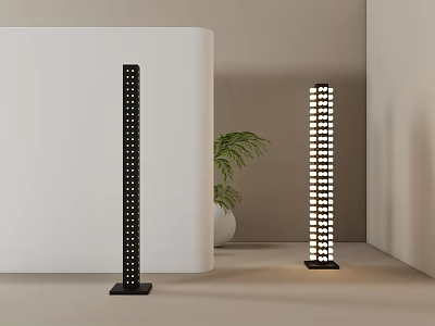 Modern Floor Lamps In Minimalist Interior With Plant And White Wall 3d model