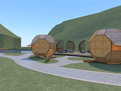 Modern Architecture Honeycomb Architecture Spherical Structure Honeycomb Tent 3d model