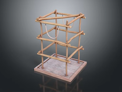 Wooden Multi Level Pet Habitat Structure With Square Base For Small Animals 3d model