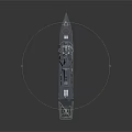Modern Military Warship With Gray Hull Red Bottom Deck And Radar Antenna System