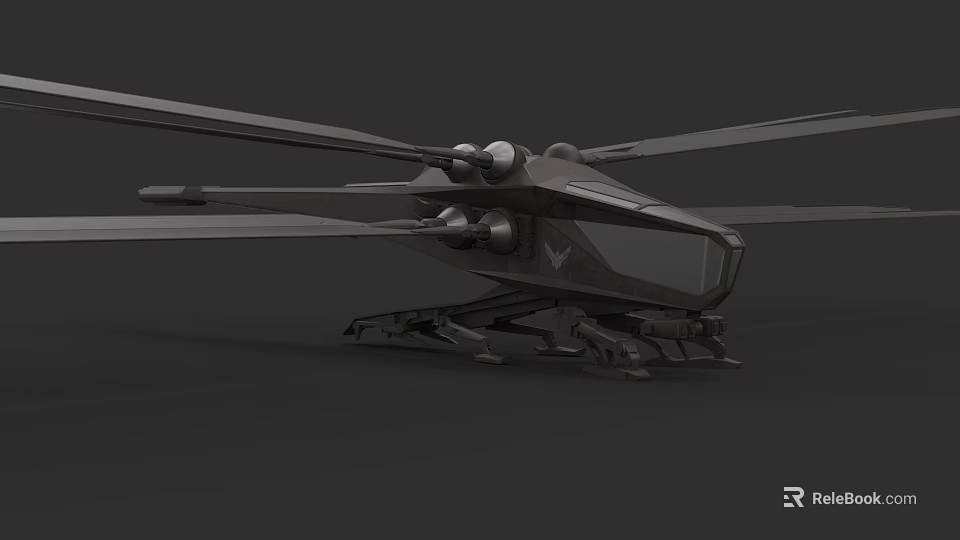 Modern Futuristic Helicopter Concept With Rotors Dual Engines And Aerodynamic Body 3d model 