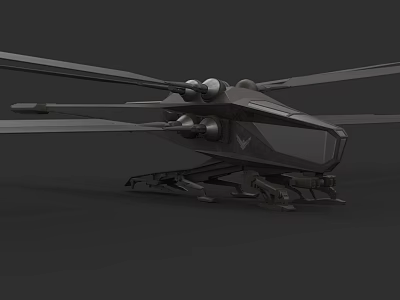 Modern Futuristic Helicopter Concept With Rotors Dual Engines And Aerodynamic Body 3d model
