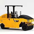 CAT Yellow Heavy Duty Road Roller Construction Vehicle With Compaction Rollers And Operator Cabin 3d model