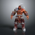 Muscular Tribal Orc Warrior With Horned Helmet Leather Metal Armor Decorations