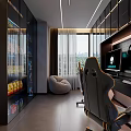 Modern Gaming Room Interior With Gaming Chairs Dual Monitors 3d model