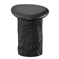 Black Round Top Side Table With Textured Stone Like Base And Modern Design 3d model