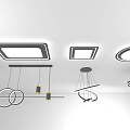 Modern Lighting Fixture Combinations With Square Round And Circular Pendant Ceiling Designs 3d model