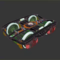 Modern Vehicle Chassis Structure With Orange Black Frame And Mechanical Wheels 3d model