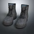 Gray Lace Up Boots With Thick Sole And Durable Leather Material Design 3d model