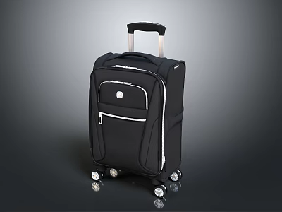 Black Rolling Suitcase With Telescopic Handle Smooth Wheels And Zipper Compartments 3d model
