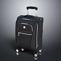 Black Rolling Suitcase With Telescopic Handle Smooth Wheels And Zipper Compartments 3d model