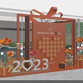 Orange Themed Event Decoration With Heart Shape 2023 Numbers Gift Boxes And Roses