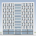 Modern Multi Storey Office Building With White Facade And Glass Windows 3d model