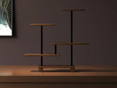 Modern Wardrobe Design With Open Wooden Shelves And Black Metal Frame Structure 3d model
