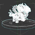 Aquatic Dragon 3D Model With Spotted Body Red Eyes And White Base
