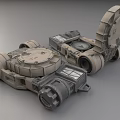 Armored Combat Weapon With Mechanical Wheels Circular Structures And Military Features