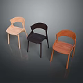 Modern Wooden Single Chairs With Different Wood Color Tones And Simple Backrest Design