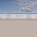 Badminton Court With Green Posts And White Net In Open Space Under Blue Sky
