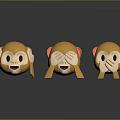 Three Cute Monkey Plush Toys With Different Gestures Covering Ears Eyes Mouth