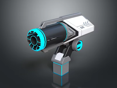 Futuristic Weapon Design With Blue Light Accents And Sleek Sci Fi Structure 3d model
