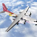 MASwings Passenger Plane Flying With Propellers Red Tail Design In Blue Sky Clouds