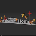 Welcome Home Decoration With Yellow Flowers Red Yellow Pinwheels And Black Background