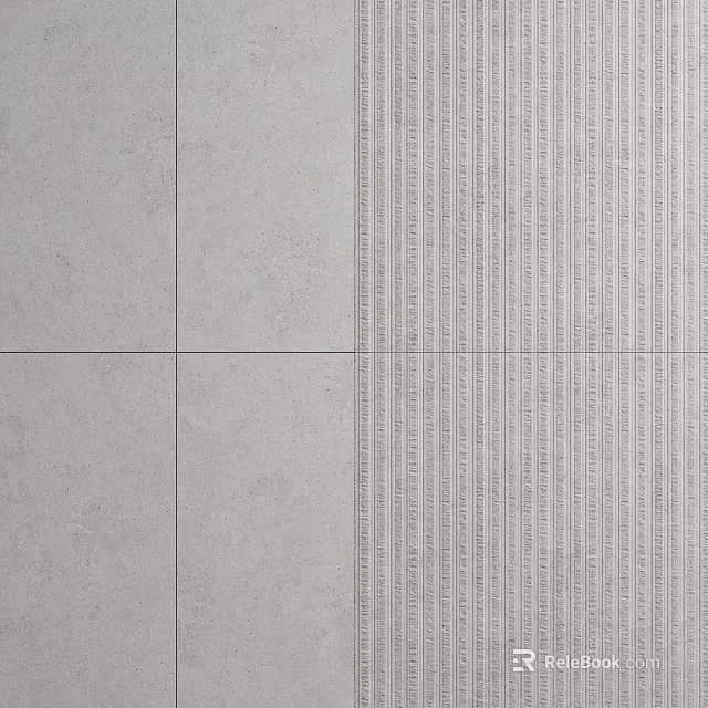 Modern Gray Tiled Wall with Smooth Surface and Vertical Striped Texture Design 3d model 
