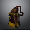 Vintage Style Industrial Equipment With Red Handle And Yellow Body